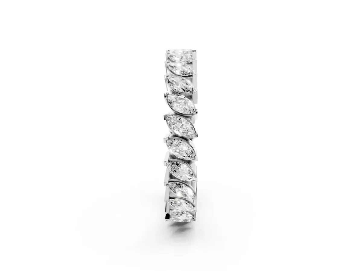 Marquise Diamond Shared Prong Full Eternity Band Silver