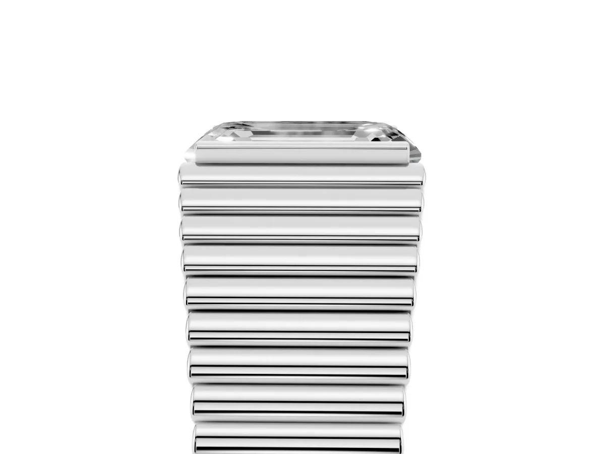 Emerald Cut Diamond Fluted Mens Ring Platinum