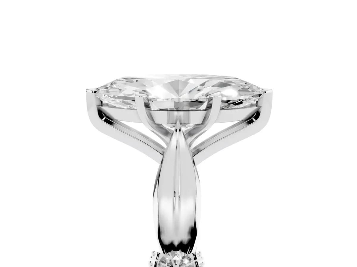 Marquise Cut Solitaire Diamond Twisted Band with Four-Prong Setting Silver