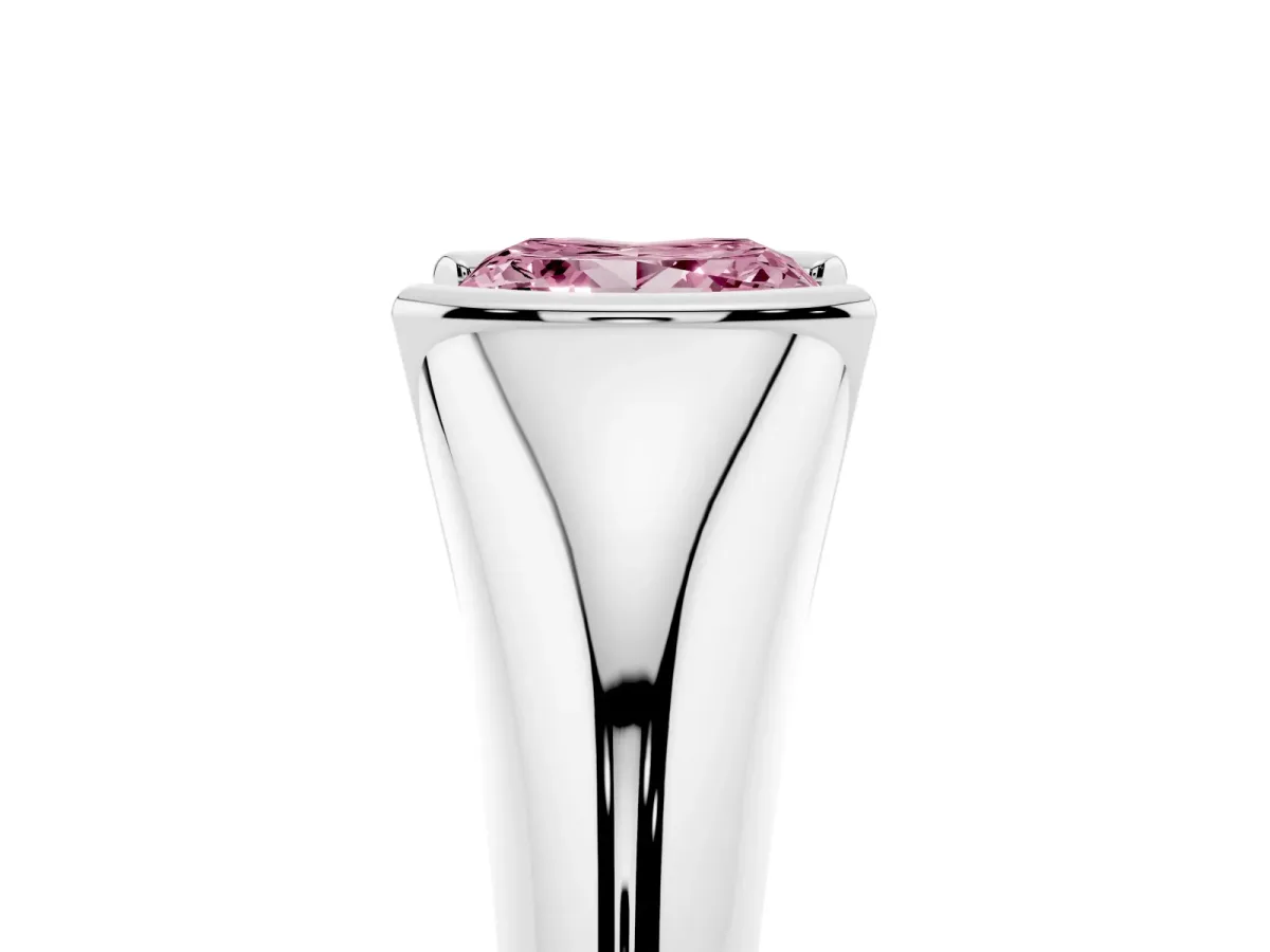 Fancy Pink Princess Cut Solitaire Tension Set Diamond Ring Platinum