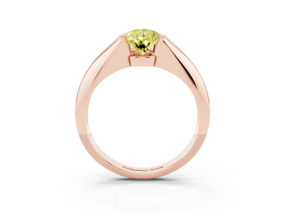 Fancy Yellow Pear Cut Solitaire Tension Set Diamond Ring Rose gold