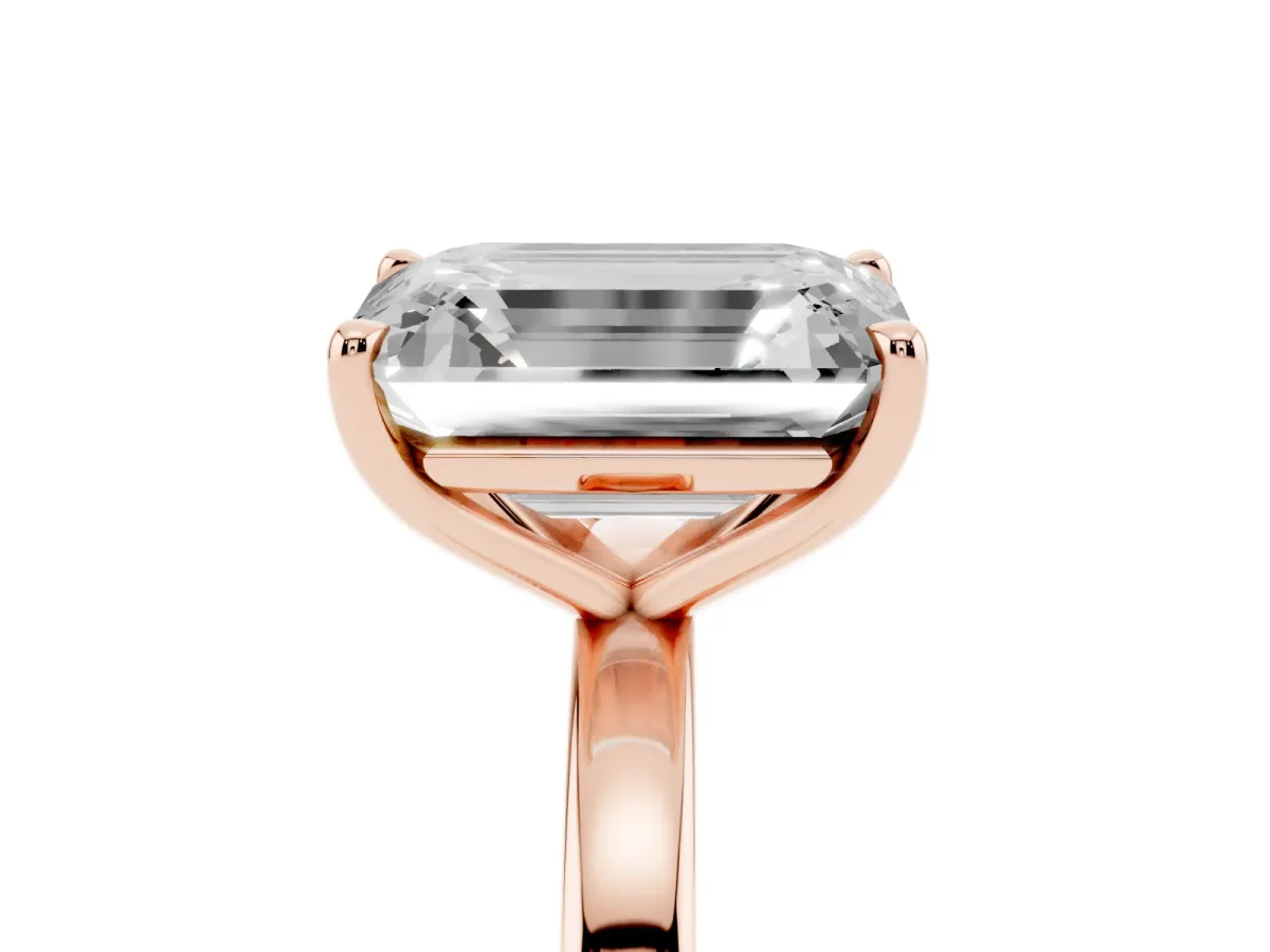 Fancy Yellow Pear Cut and Emerald Cut Toi Moi Ring with Prong Setting Rose gold