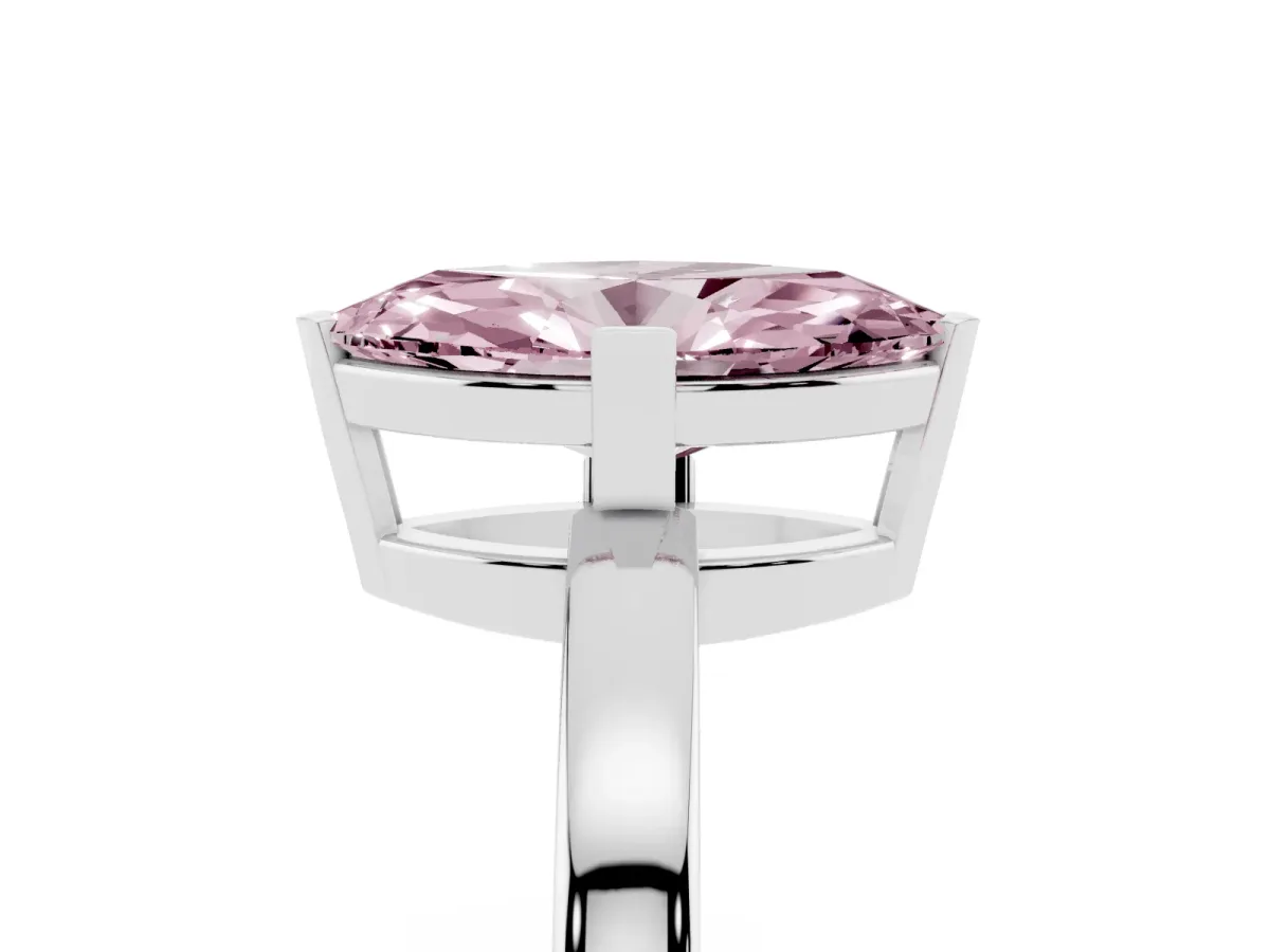 Fancy Pink Marquise Cut Cut Solitaire Ring with Four-Prong Setting and Classic Band Silver