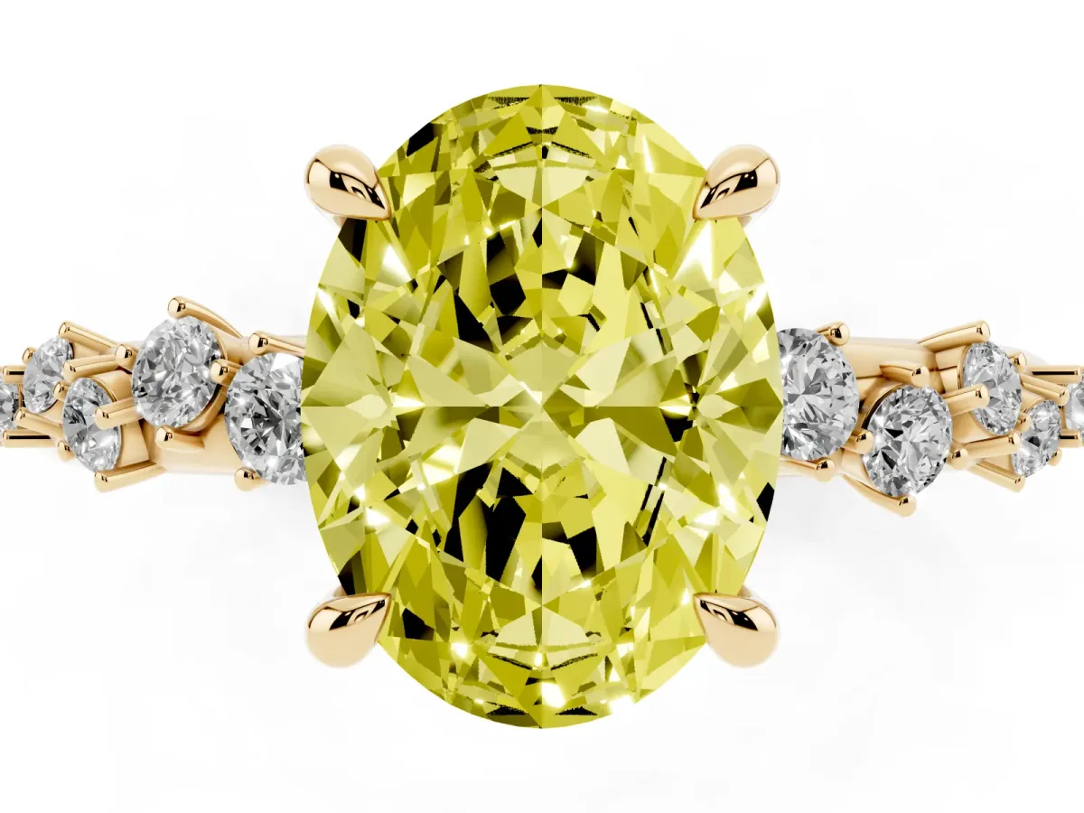 Fancy Yellow Oval Cut Cut Diamond Vine Band with Four-Prong Setting Yellow gold