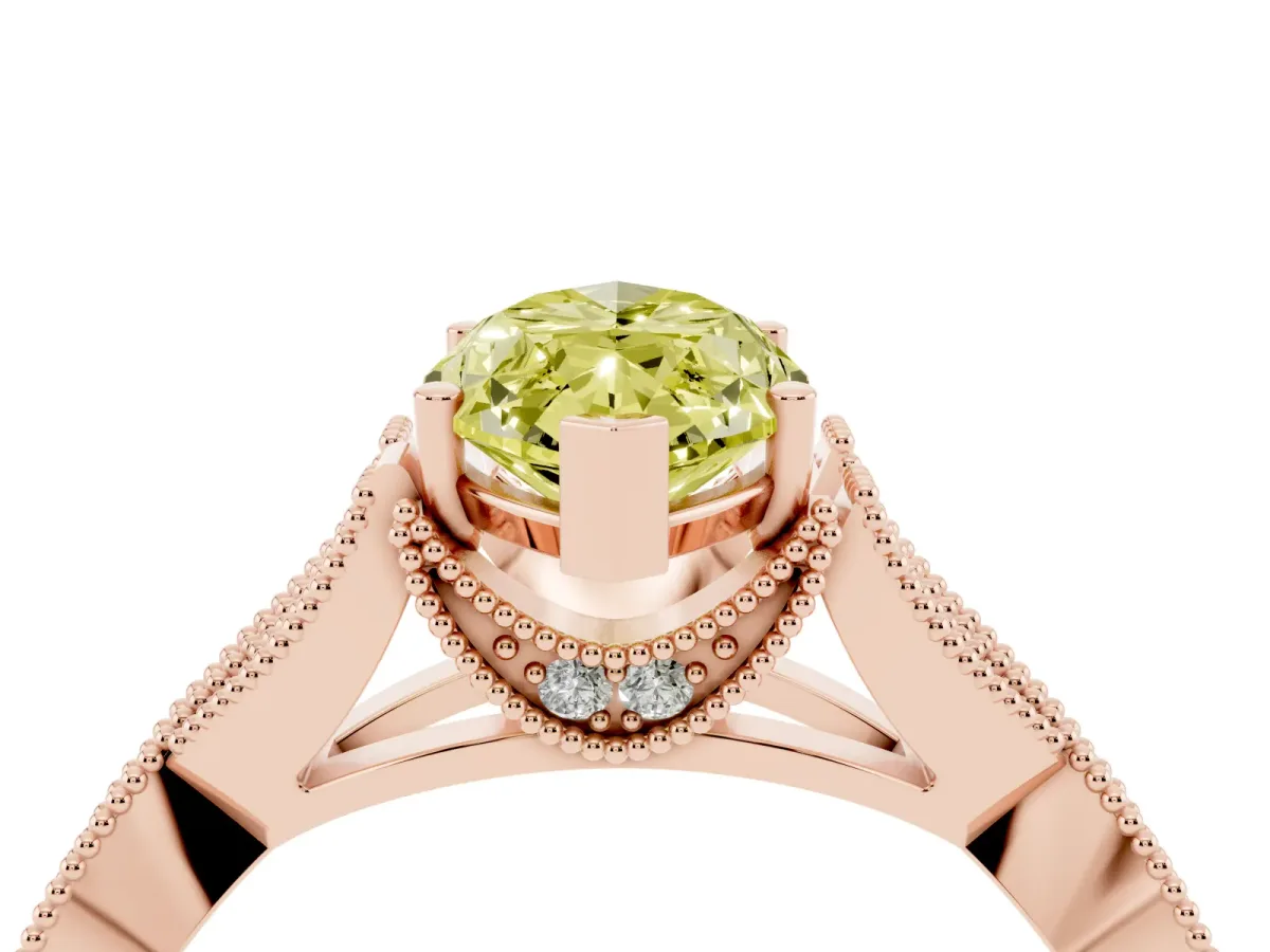 Fancy Yellow Marquise Cut Cut Diamond Twisted Band with Milgrain Pave Setting and Four-Prong Setting Rose gold