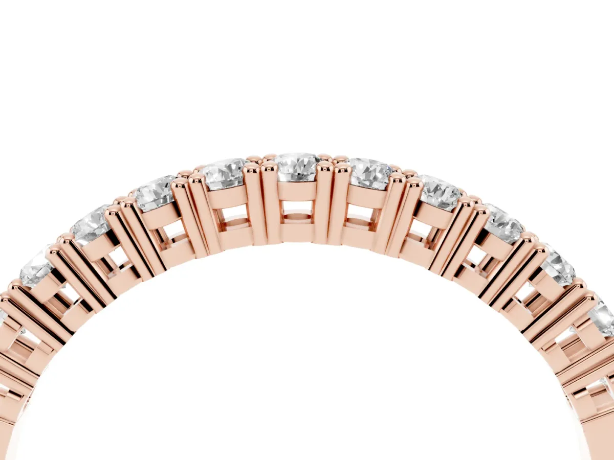 Round Diamond Half-Eternity Band with Shared Prong Setting Rose gold