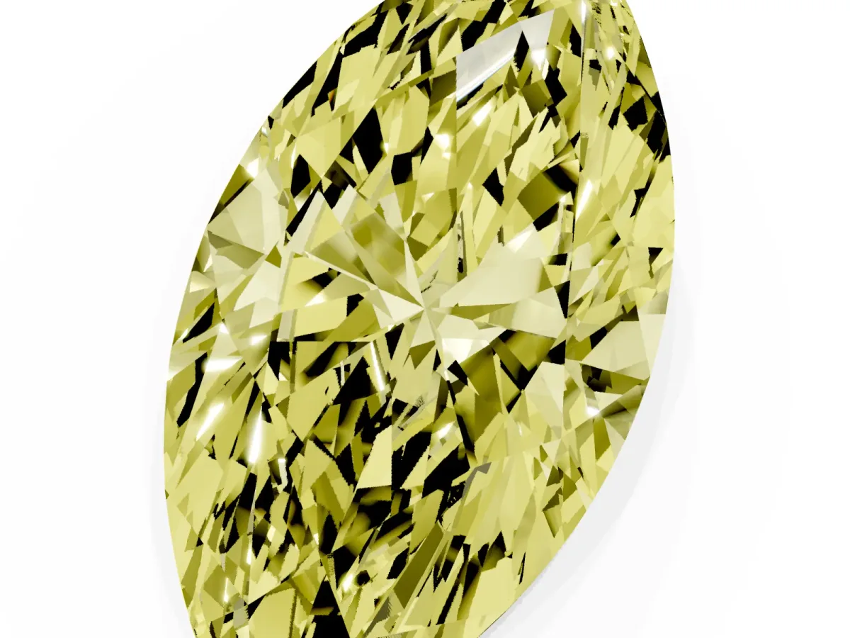 Fancy Yellow Marquise Cut Cut Cathedral Pave Diamond Engagement Ring with Six-Prong Setting Yellow gold