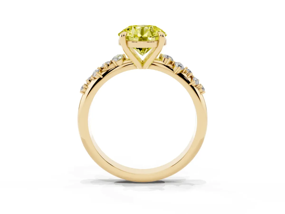 Fancy Yellow Round Cut Cut Diamond Vine Band with Four-Prong Setting Yellow gold