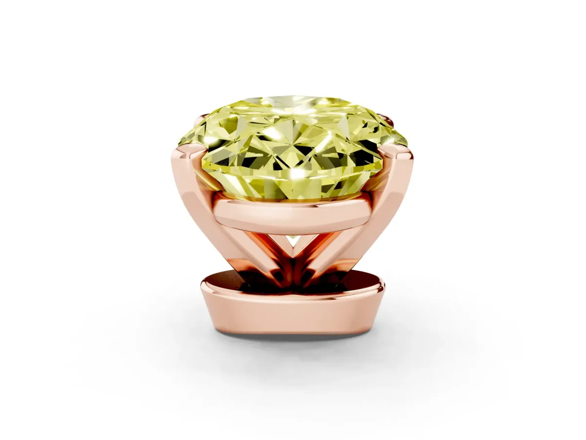 Fancy Yellow Oval Cut Diamond Solitaire Ring with Prong Setting and Classic Band Rose gold
