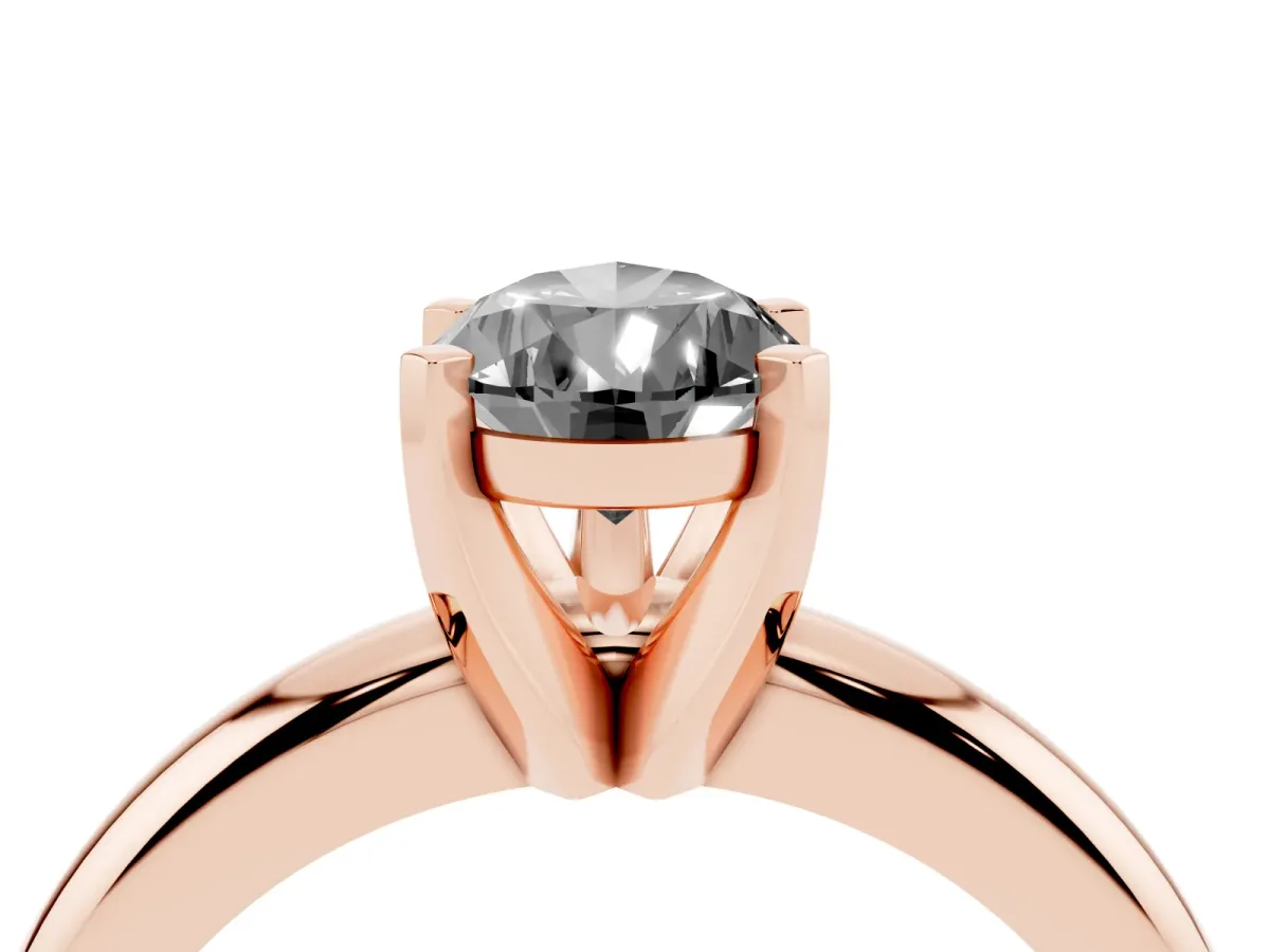 Fancy Black Pear Cut Diamond Solitaire Engagement Ring with Round Band and Four-Prong Setting Rose gold