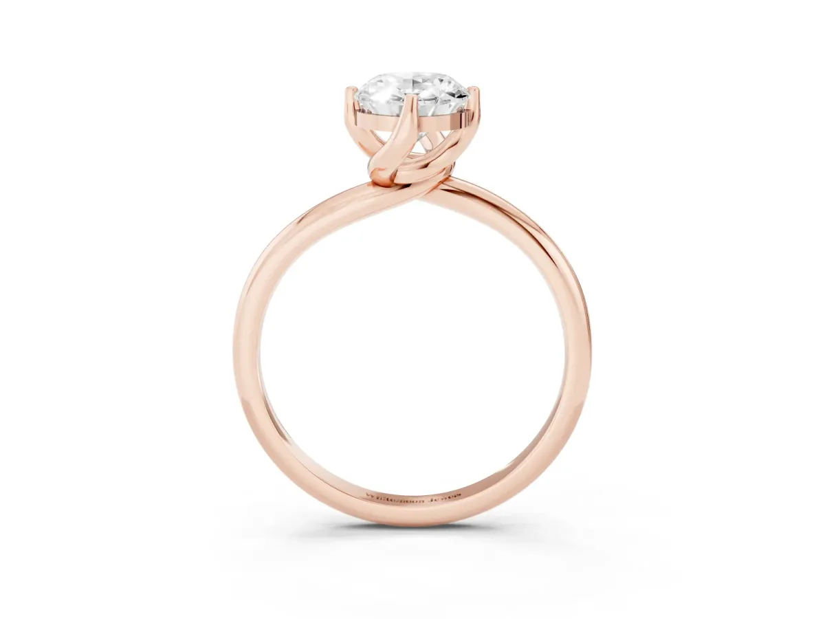 Oval Cut Diamond Solitaire Engagement Ring with Four-Prong Setting and Classic Band Rose gold