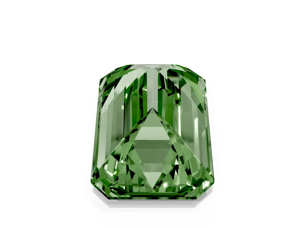 Fancy Green Emerald Cut Cut Pave Band Milgrain Solitaire Ring Rose gold
