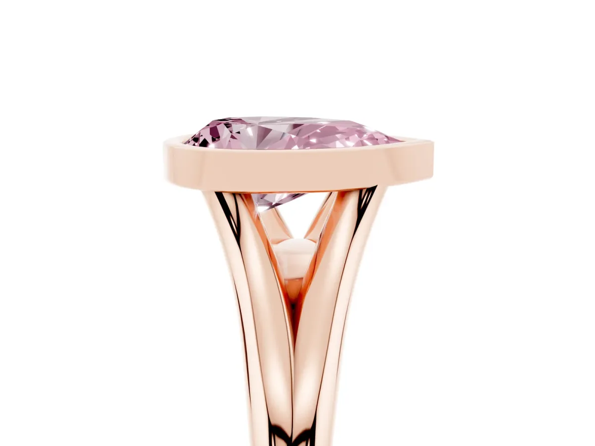Fancy Pink Bezel Set Pear Cut Cut Solitaire Ring with Tapered Band Rose gold