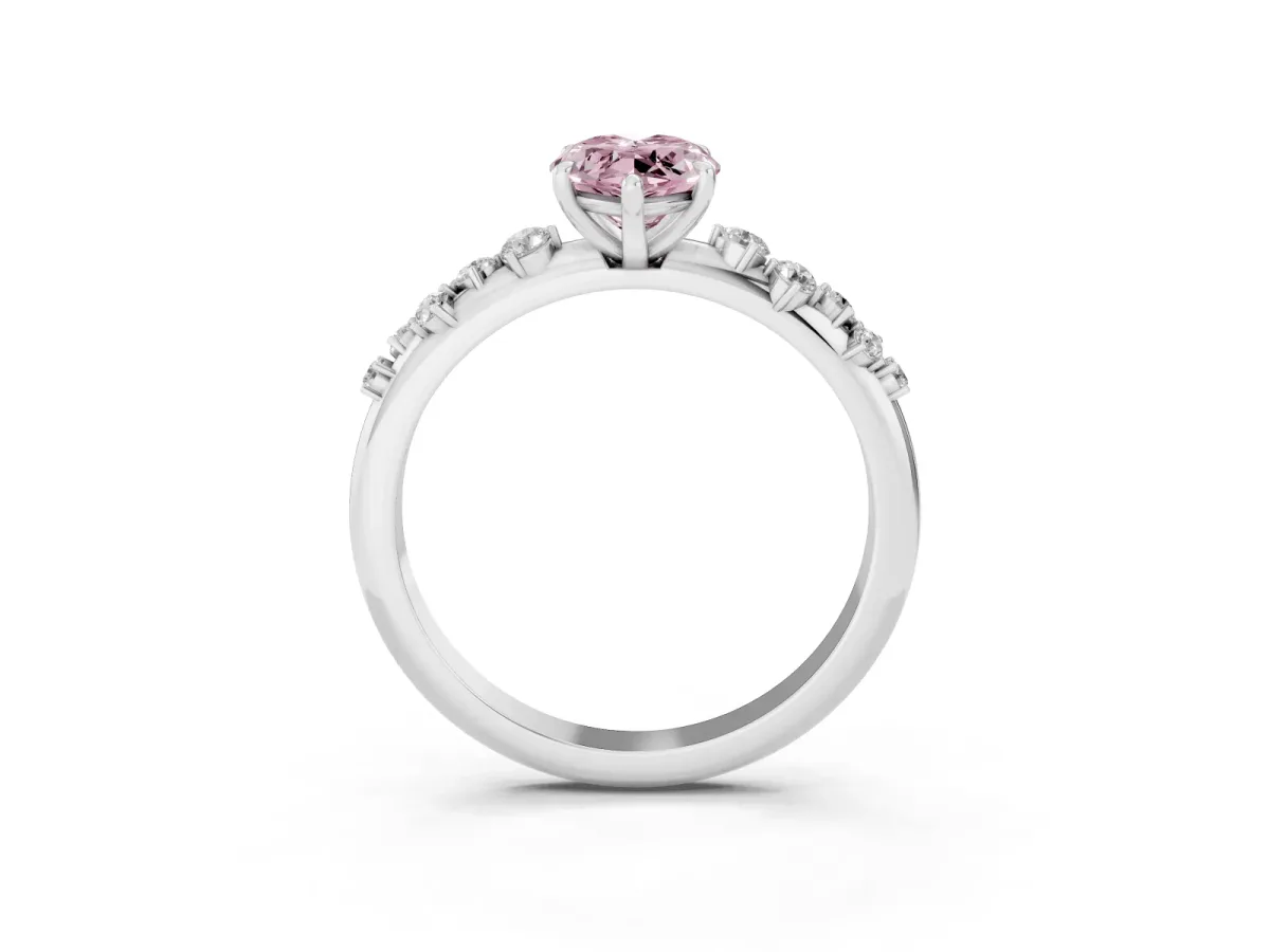 Fancy Pink Marquise Cut Diamond Cluster Prong-Set Solitaire Ring Silver
