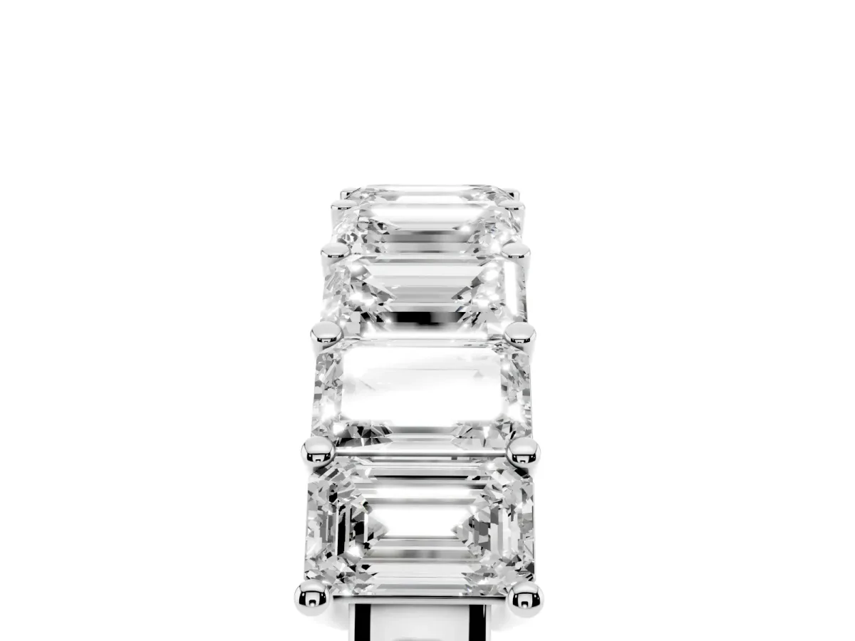 Emerald Cut Diamond Prong-Set Eternity Band Silver