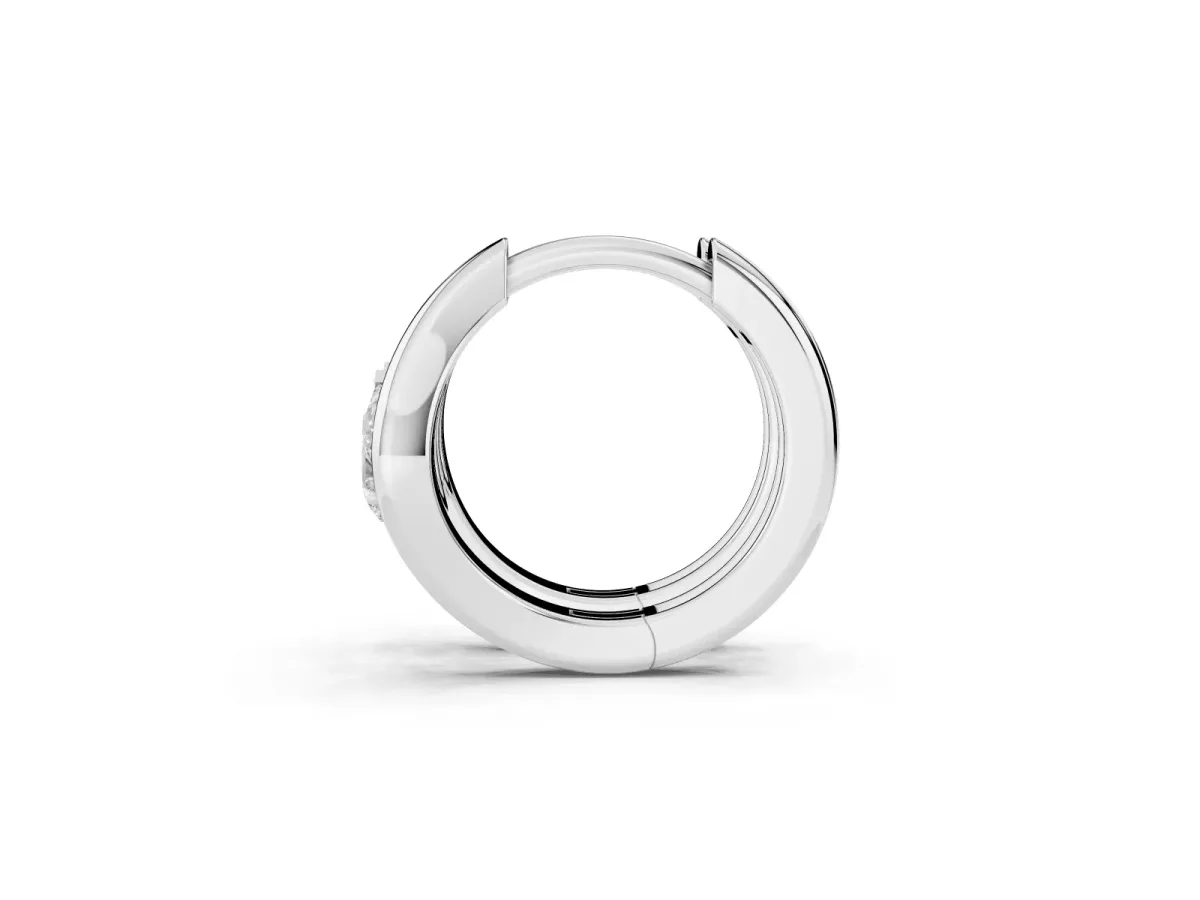 Pear Diamond Silhouette Hoop Earrings Silver
