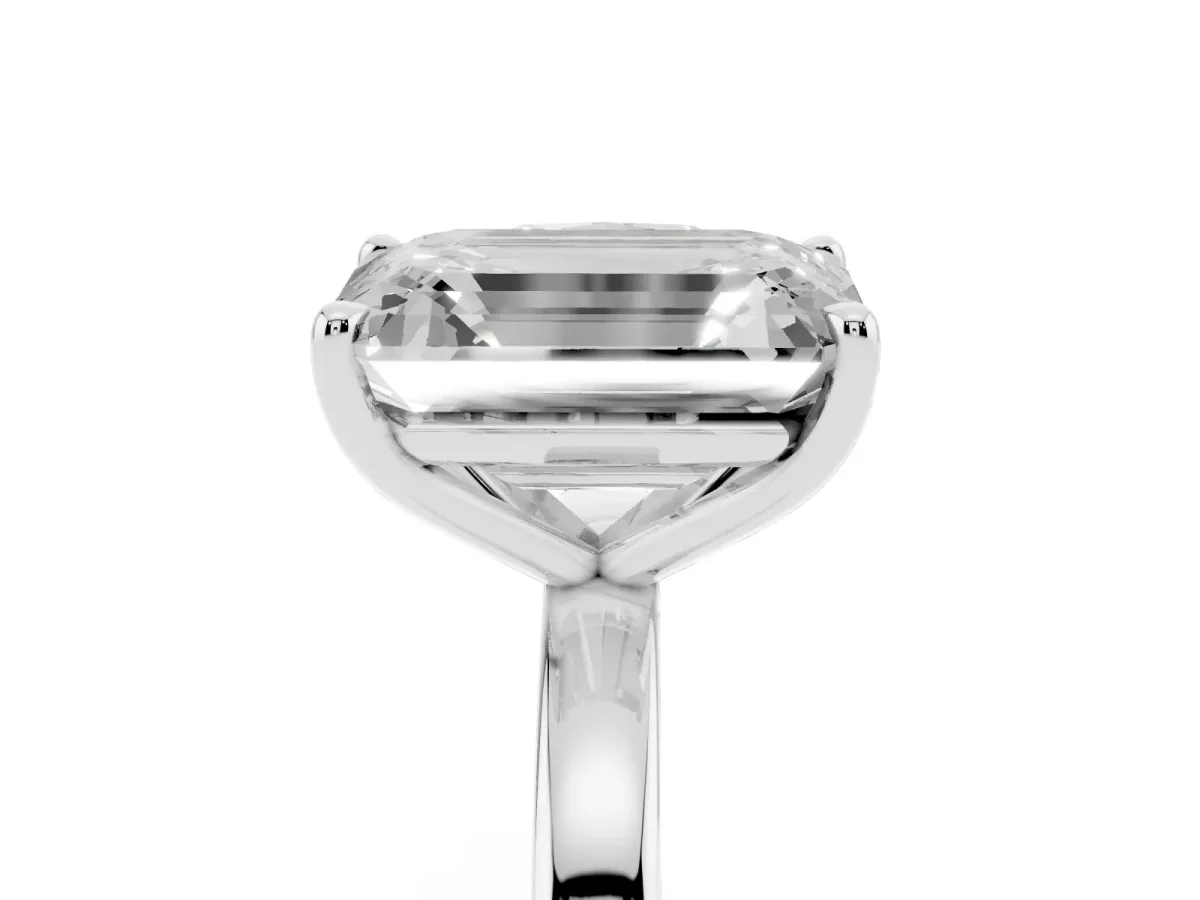 Cushion Cut and Emerald Cut Toi Moi Ring with Prong Setting Silver