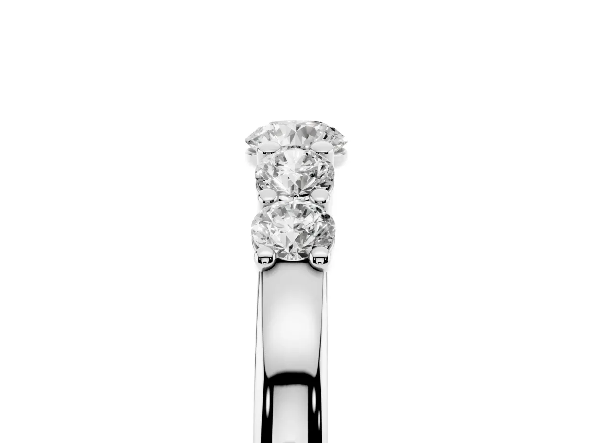 Five-Stone Round Diamond Prong Set Half Eternity Band Silver