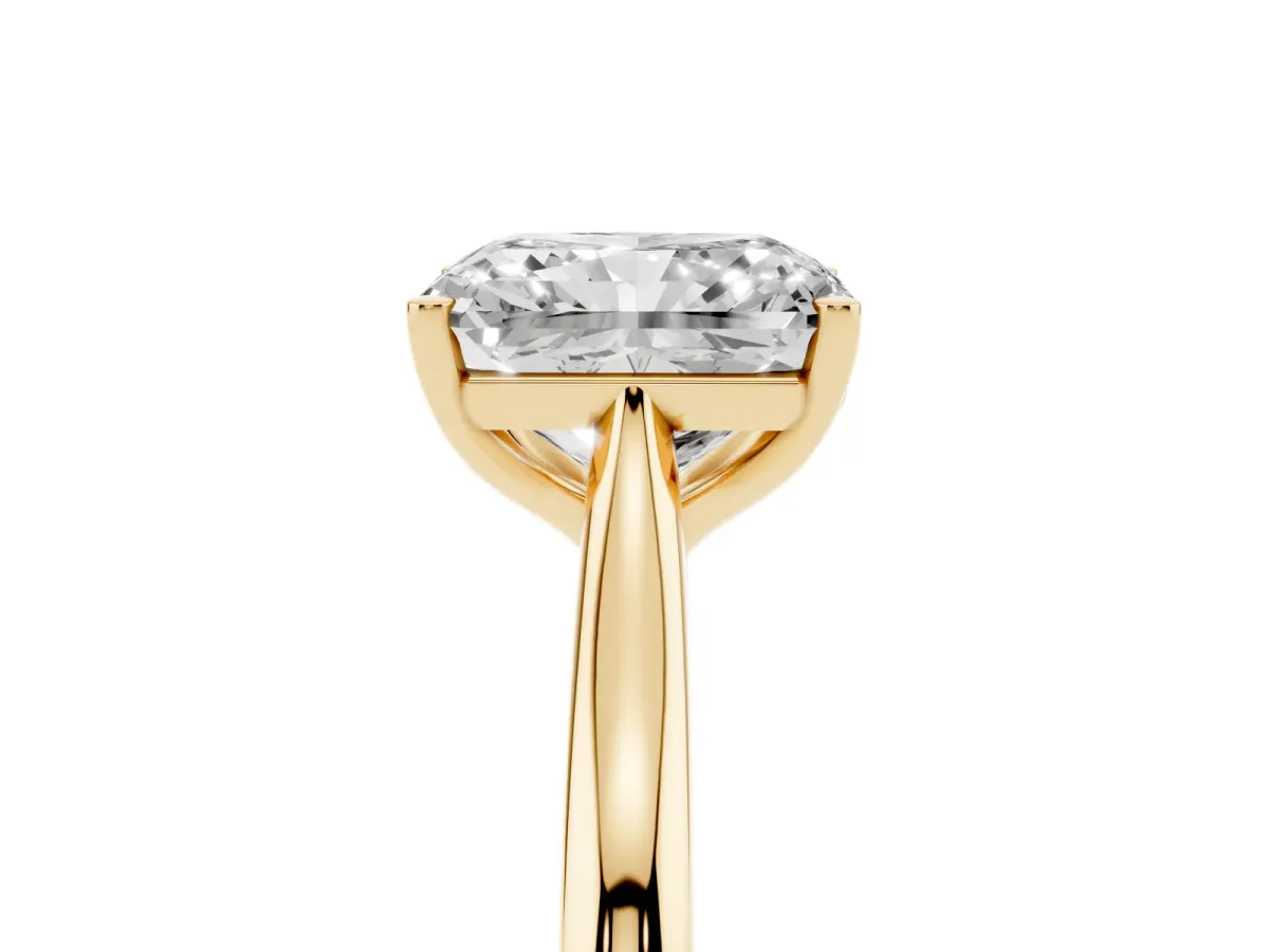 Radiant Cut Cut Solitaire Ring with Cathedral Band and Four-Prong Setting Yellow gold