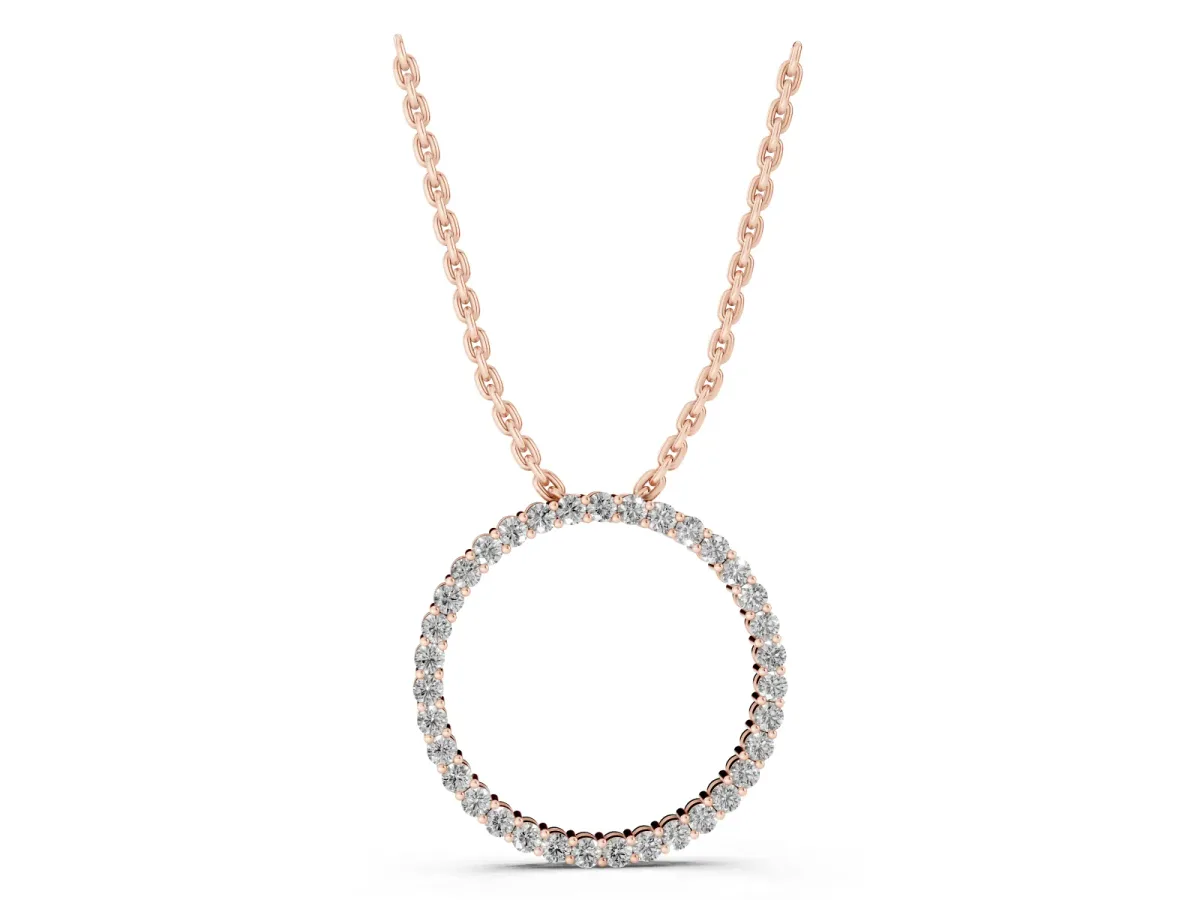 Round Diamond Prong-Set Eternity Pendant Rose gold