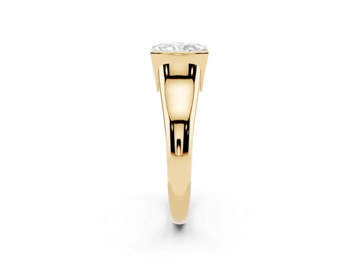 Radiant Cut Solitaire Tension Set Diamond Ring with Split Shank Band Yellow gold
