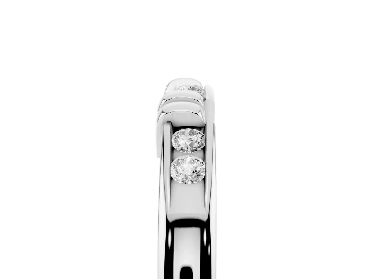 Channel Set Round Diamond Half-Eternity Band with Bar Prong Setting Silver