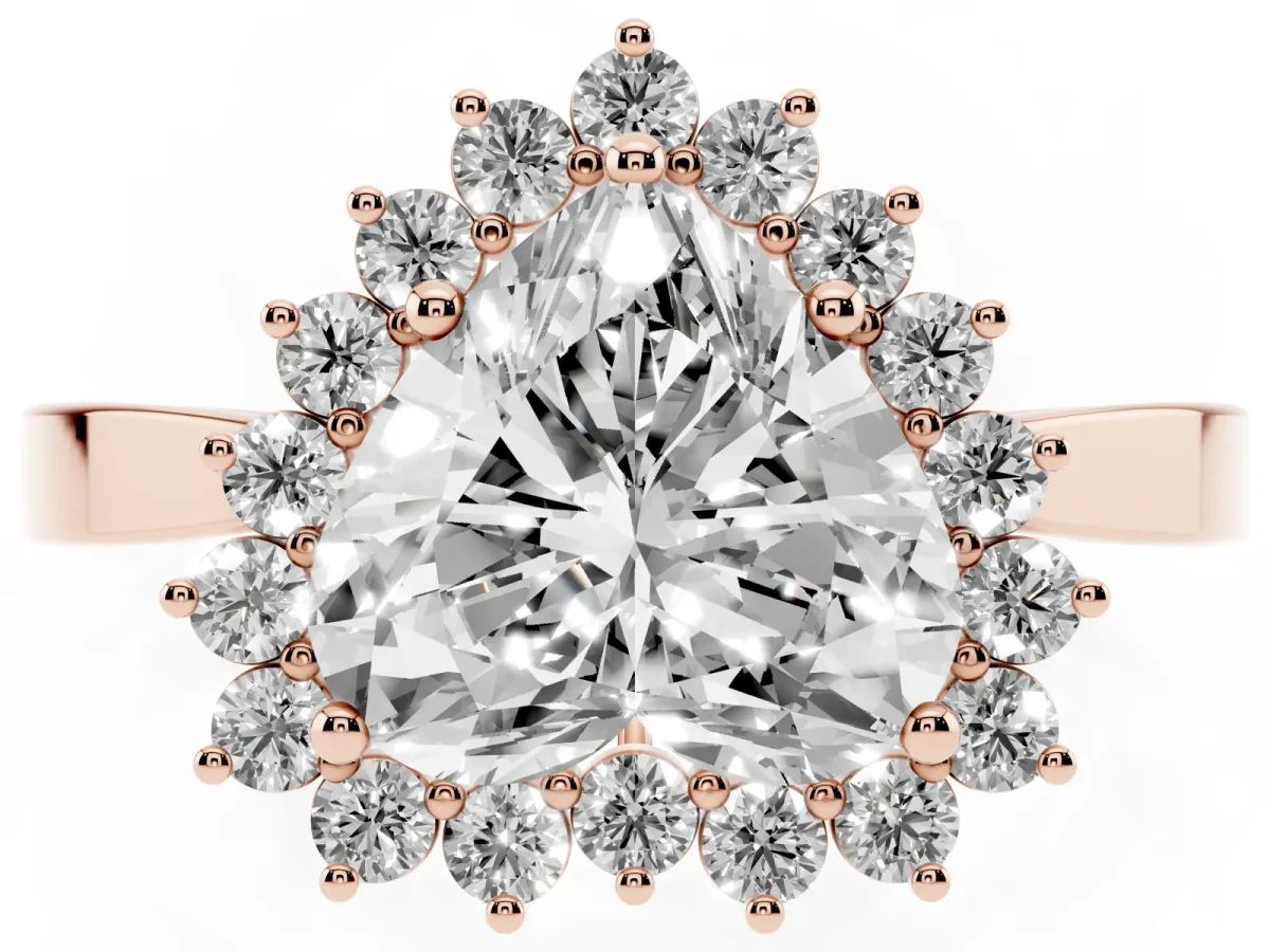 Heart Cut Cut Diamond Halo Ring with Round Brilliant Halo and Solitaire Band Rose gold