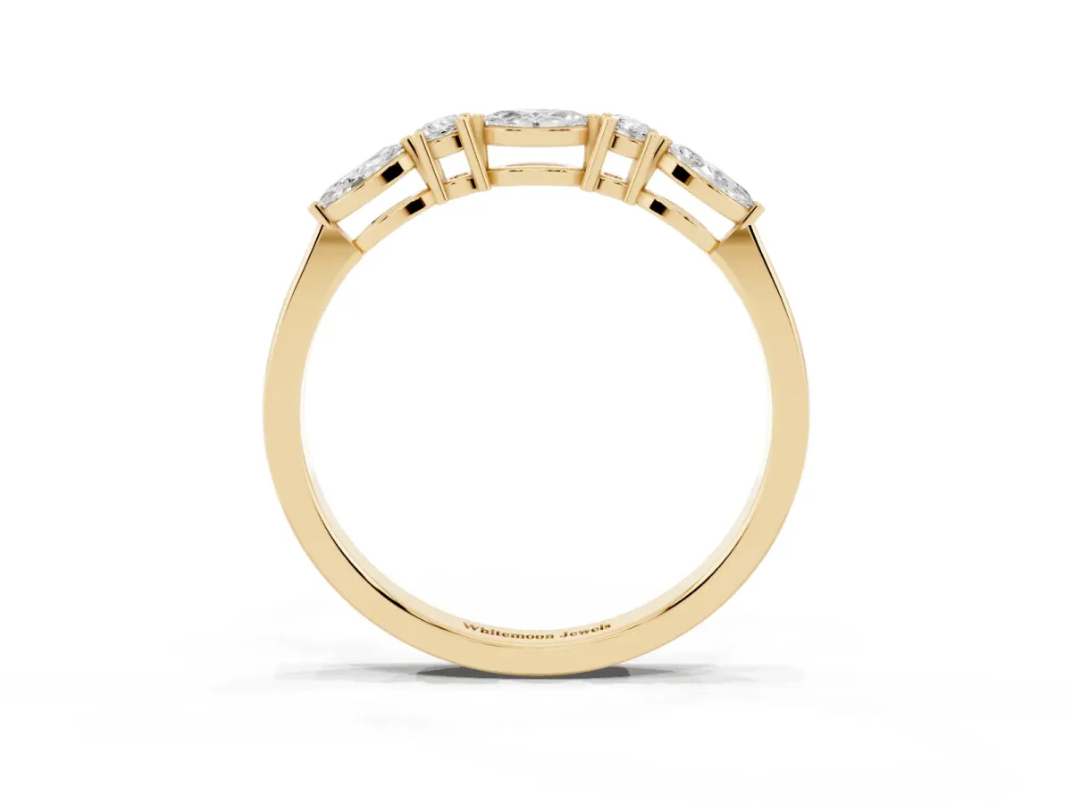Prong Set Round Diamond Half-Eternity Band Yellow gold