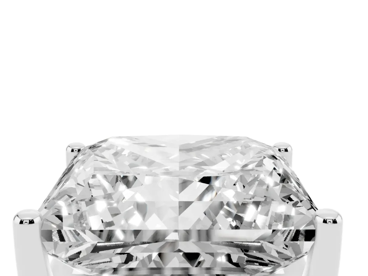 Princess Cut Cut Diamond Solitaire Engagement Ring with Tapered Plain Band and Four-Prong Setting White gold