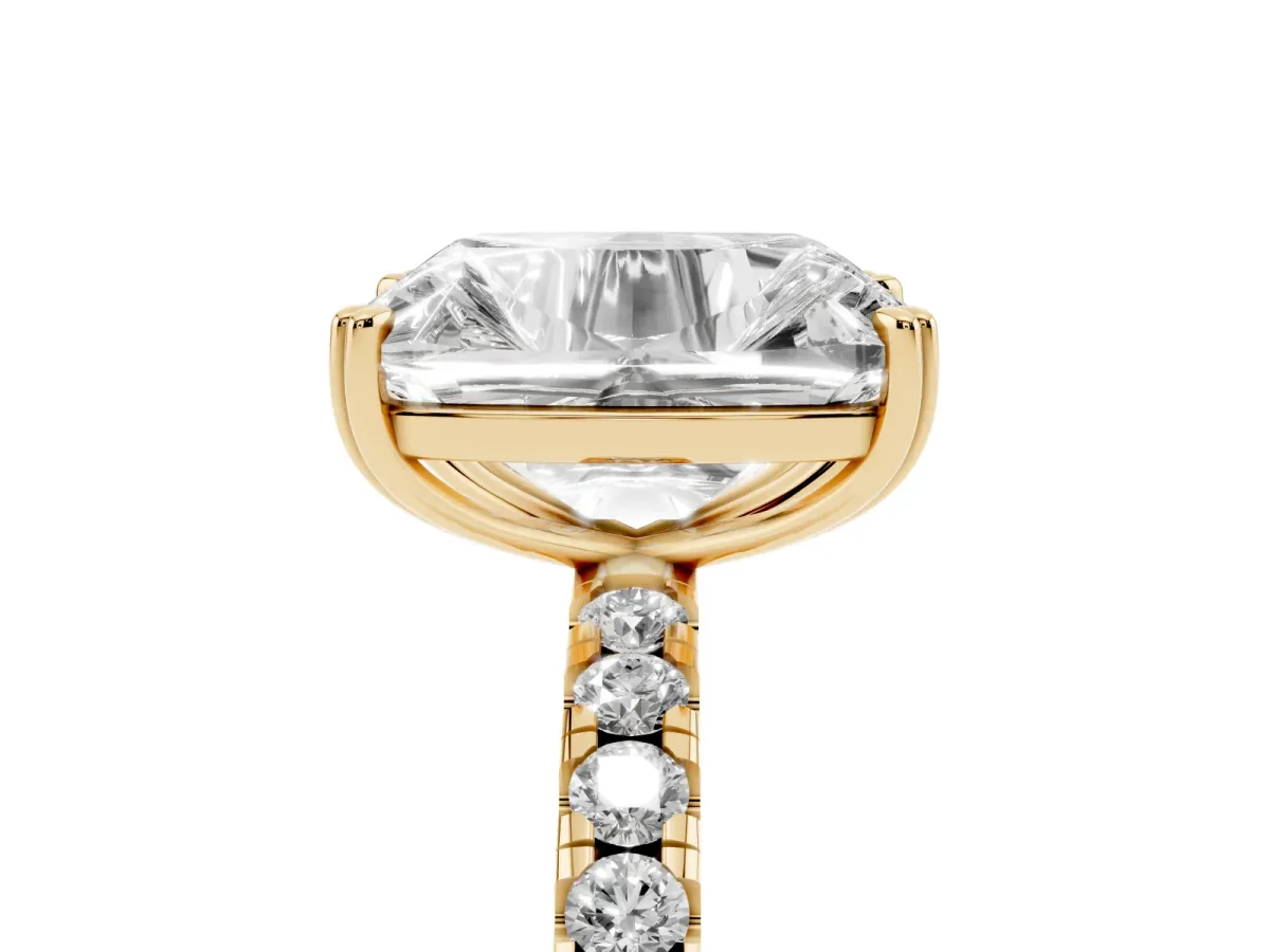 Old Mine Elongated Cushion Diamond Pave Band Ring Yellow gold