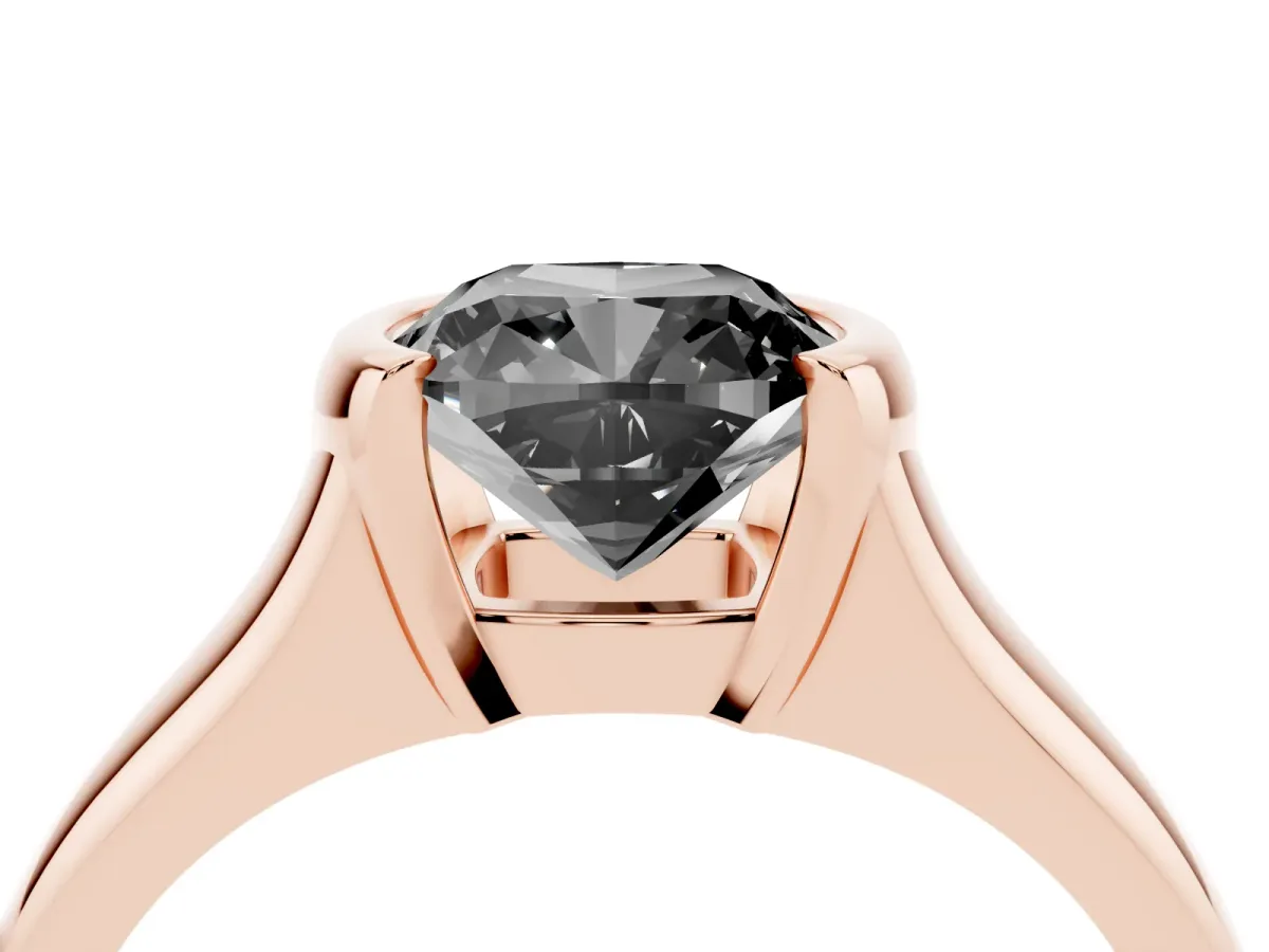 Fancy Black Cushion Cut Solitaire Tension Set Diamond Ring with Split Shank Band Rose gold
