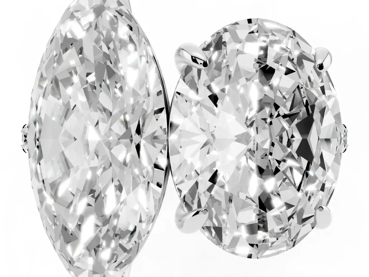 Oval and Marquise Toi Moi Ring with Prong Setting and Pave Band Platinum