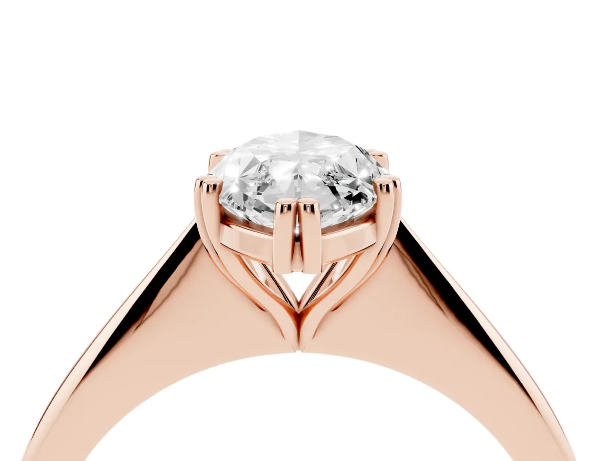 Marquise Cut Solitaire Diamond Ring with Six-Prong Setting and Classic Band Rose gold