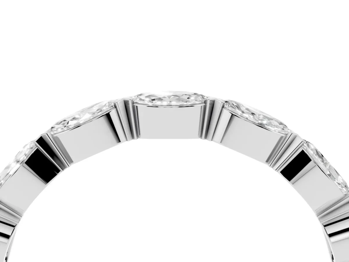Marquise Diamond Eternity Band with Bezel Setting Silver