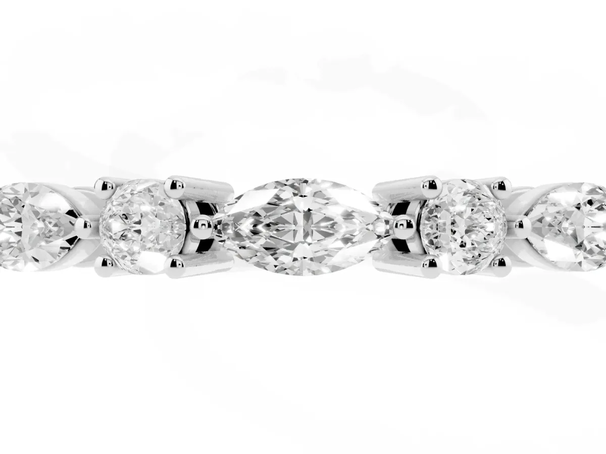 Prong Set Round Diamond Half-Eternity Band Silver