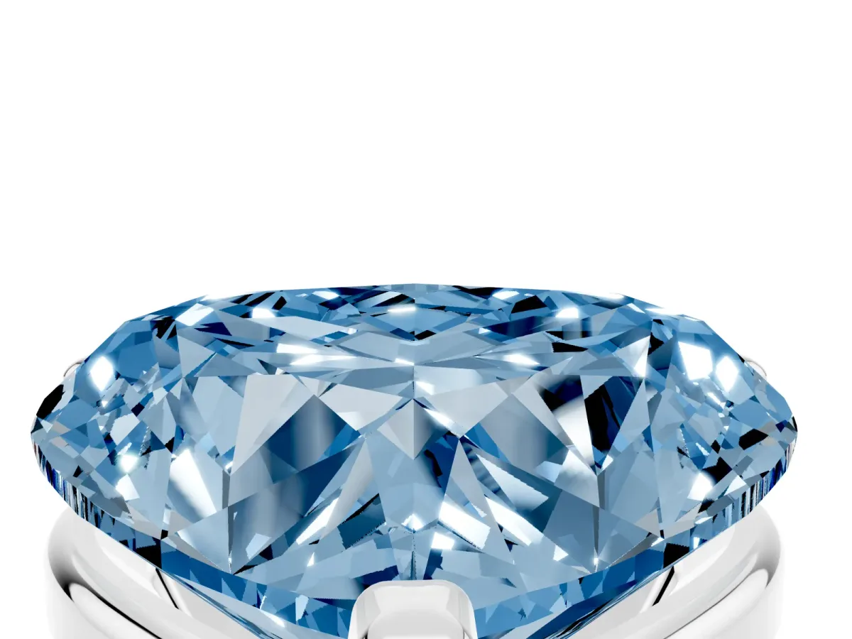 Fancy Blue Heart Cut Diamond Solitaire Ring with Prong Setting and Classic Band Platinum