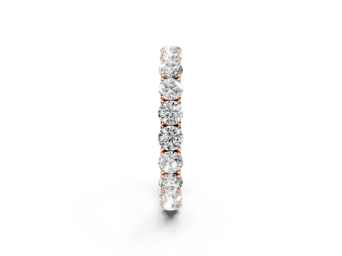 Round Diamond Eternity Band with Pavé Setting and Shared Prong Rose gold
