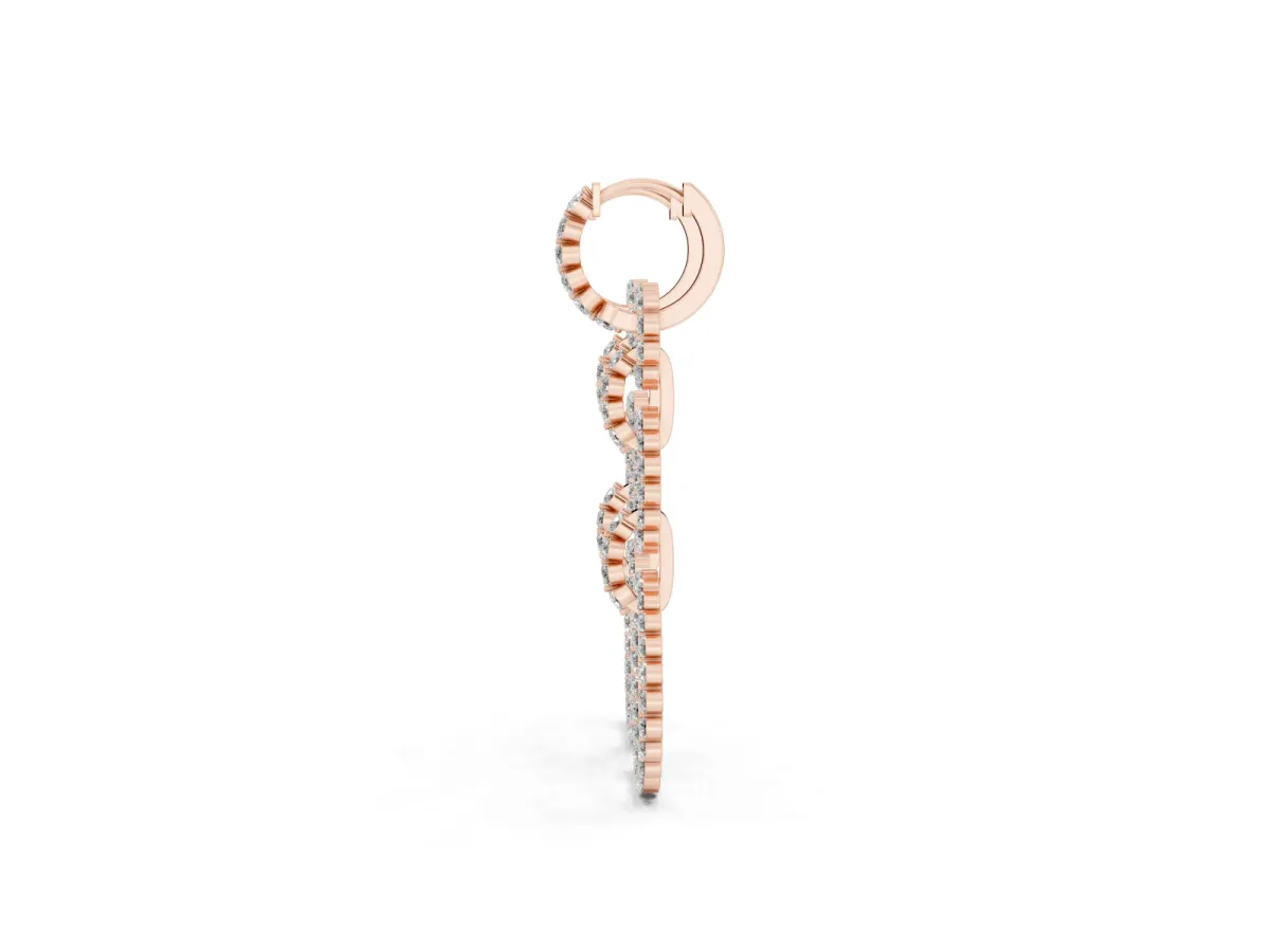 Round Diamond Multiway Open Circle Statement Earrings Rose gold