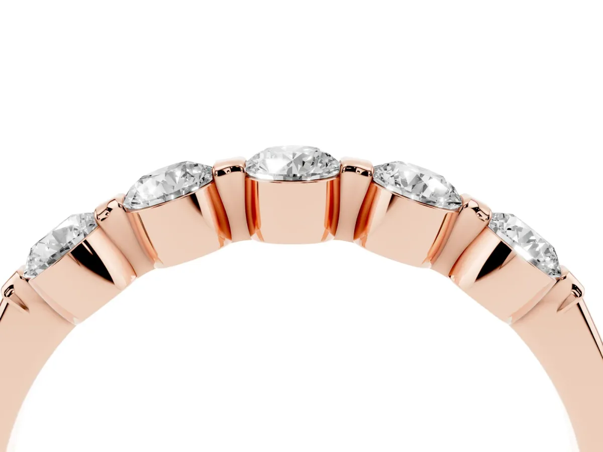Five-Stone Round Cut Diamond Prong-Set Half Eternity Band Rose gold