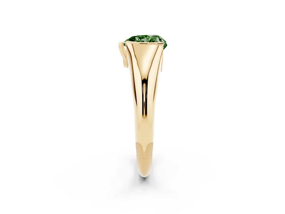 Fancy Green Heart Cut Solitaire Tension Set Diamond Ring Yellow gold
