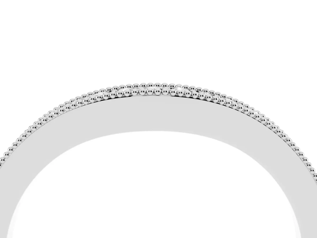 Pavé Round Diamond Curved Band with Milgrain Edge Platinum