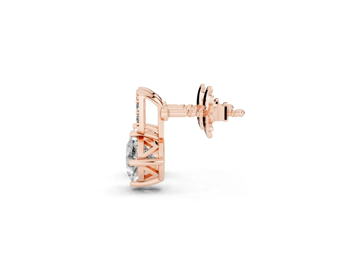 Sideways Cushion Diamond Drop Earrings with Diamond Accent Rose gold