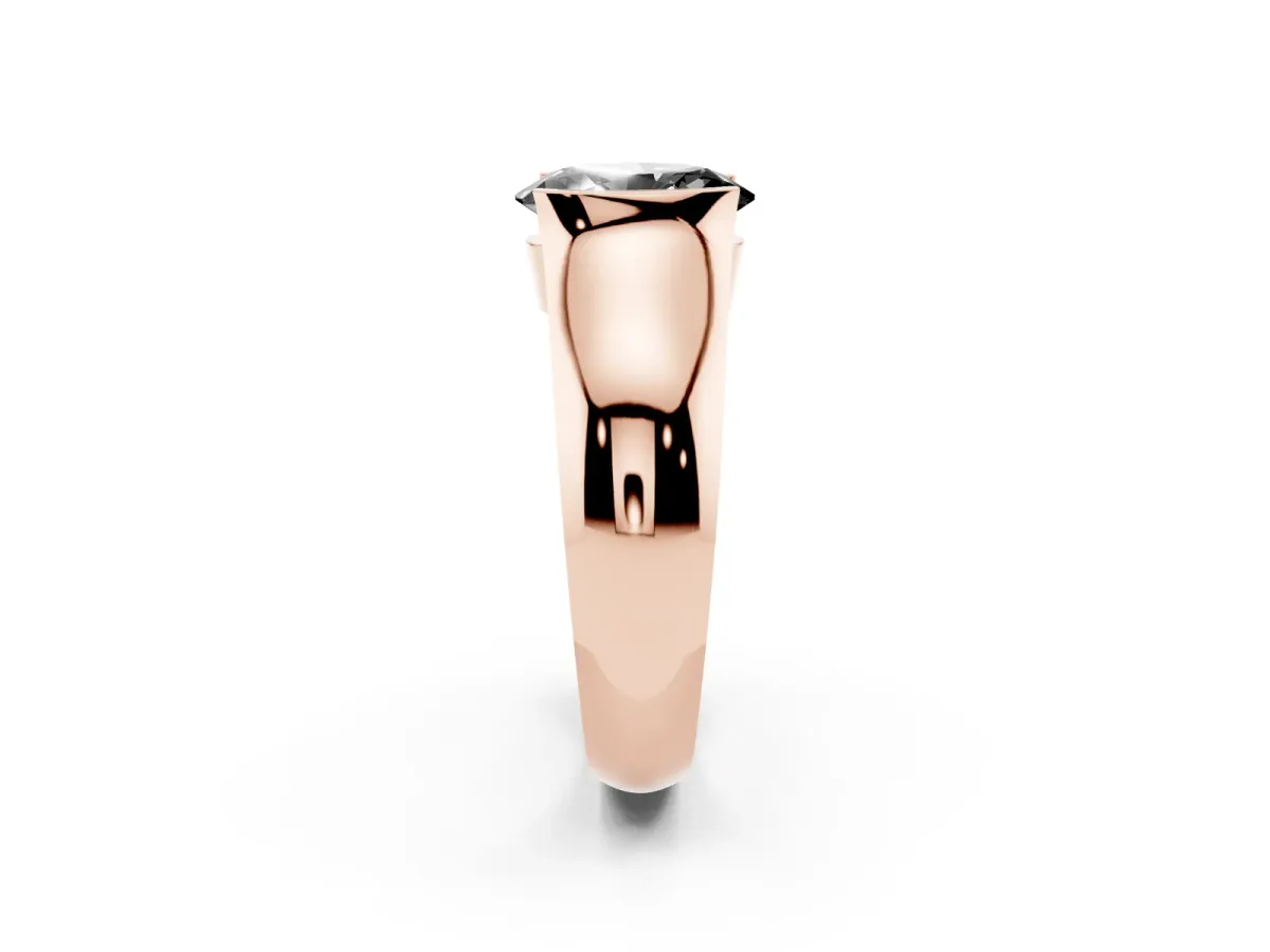 Fancy Black Oval Cut Solitaire Bezel Set Diamond Ring with Wide Band Rose gold