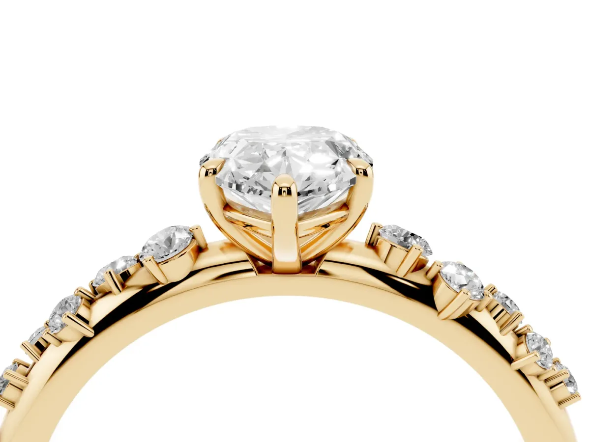 Pear Cut Diamond Cluster Prong-Set Solitaire Ring Yellow gold