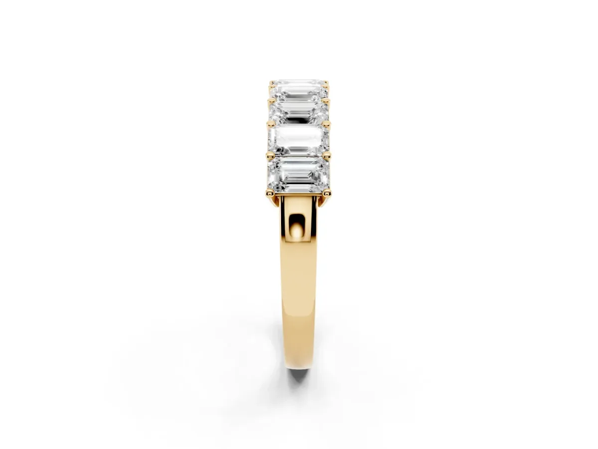 Emerald Cut Diamond Prong-Set Eternity Band Yellow gold