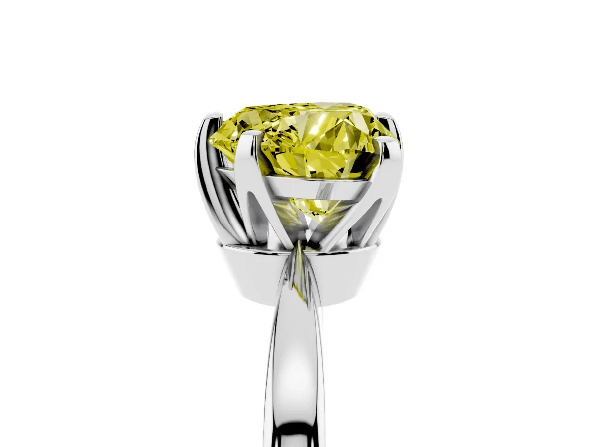 Fancy Yellow Heart Cut Solitaire Engagement Ring with Six-Prong Setting and Tapered Band Silver