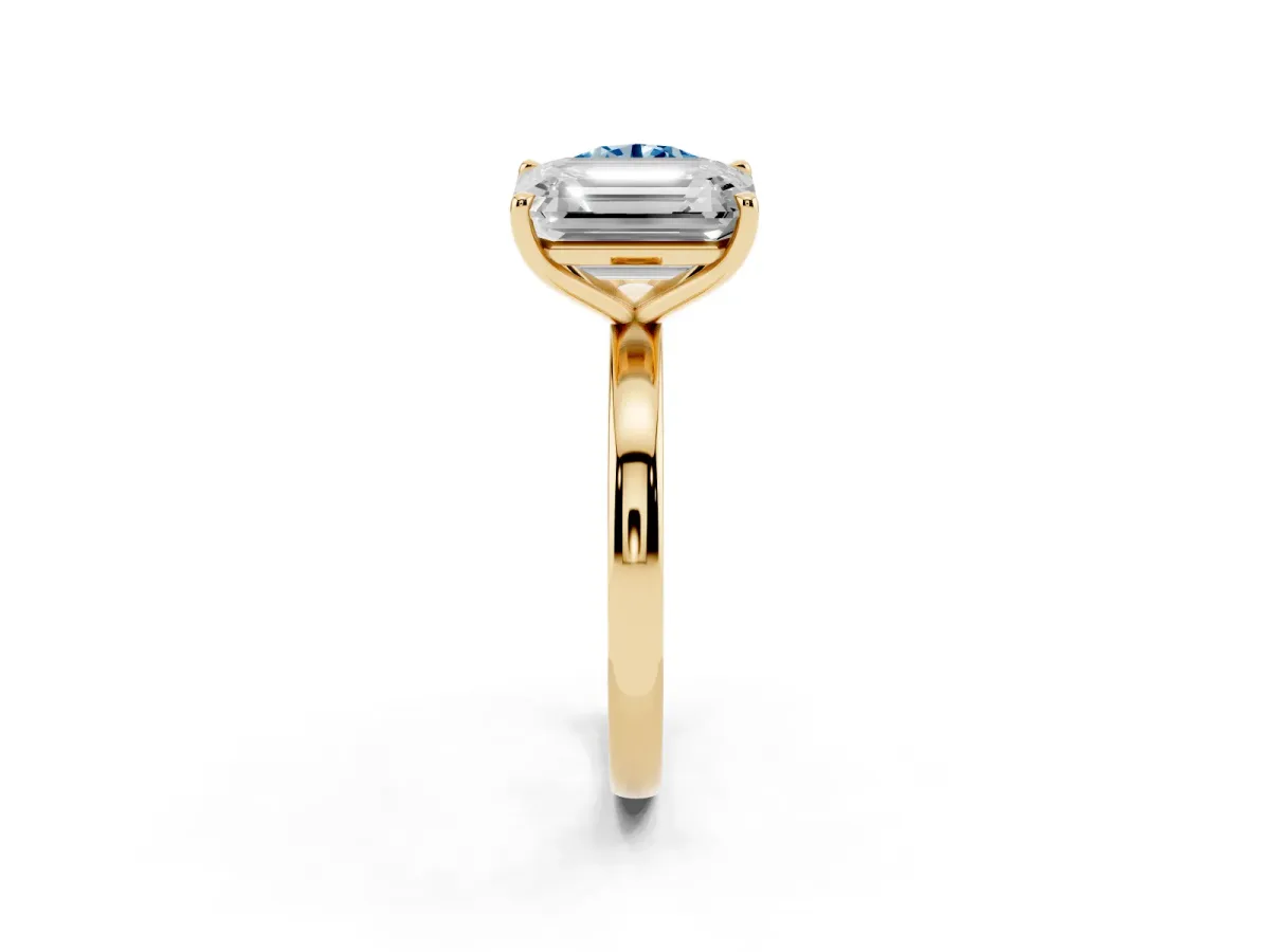 Fancy Blue Round Cut and Emerald Cut Toi Moi Ring with Prong Setting Yellow gold