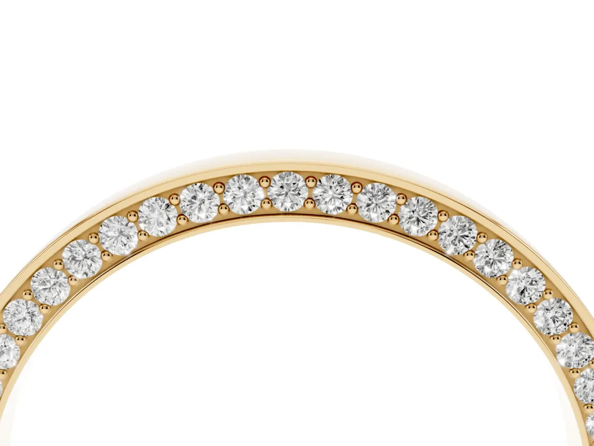 Pavé Round Diamond Channel Set Band Yellow gold