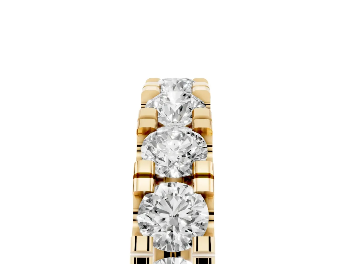 Round Diamond Full Eternity Band with U-Prong Setting Yellow gold