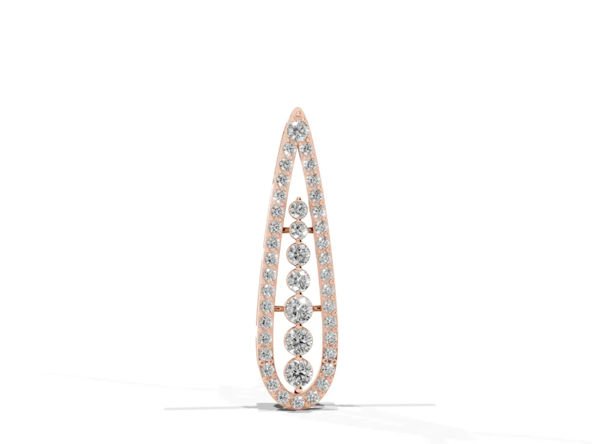 Teardrop Pavé Round Diamond Prong Pendant Rose gold